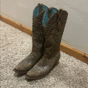 Studded Brown Western corral  Boots